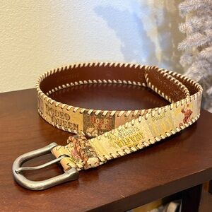 Fossil Rodeo Queen Leather Belt with White Stitching size Medium